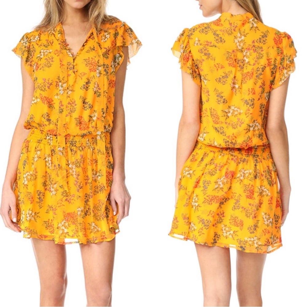 NWT ELLA MOSS Poetic Garden Smocked Silk Shift Dress (Small)